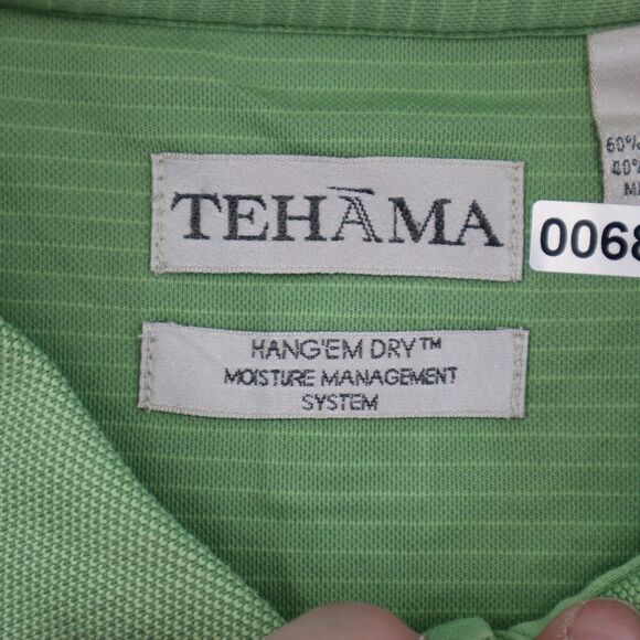 Tehama Shirt Mens L Green Polo Hangem dry Moisture Management Golf Cotton Blend - Picture 11 of 16